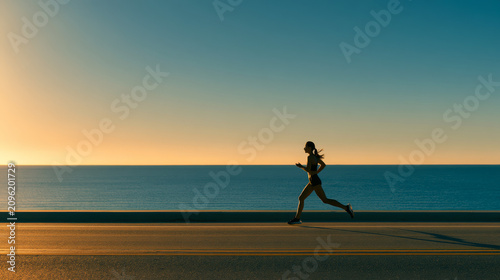 woman running at sunrise