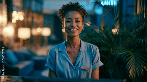 young business afro woman looking to camera with confidence