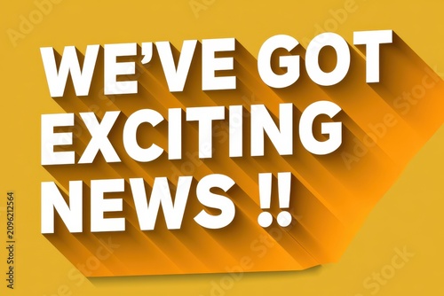 Exciting news announcement with 3D text. Bold typography for ads.