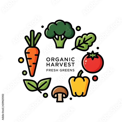Organic harvest fresh greens illustration collection.
