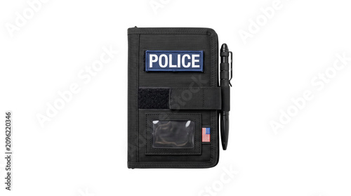Black tactical police notebook cover wallet with pen police officer equipment isolated transparent png white isolated on transparent background png