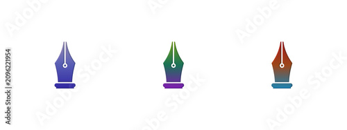 Photos Three colorful fountain pen nib icons for graphic design