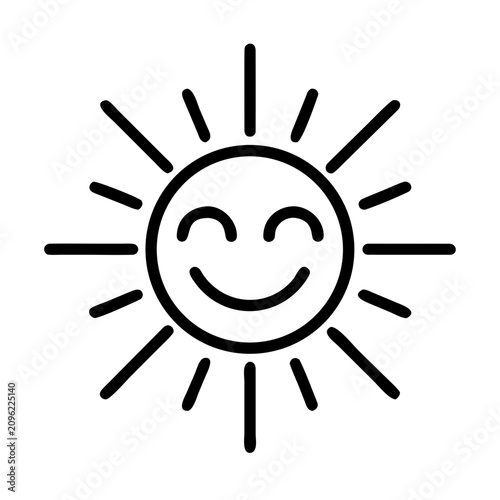 Smiley sun with rays icon - A cheerful sun face icon radiating bright rays, perfect for positive and energetic designs.