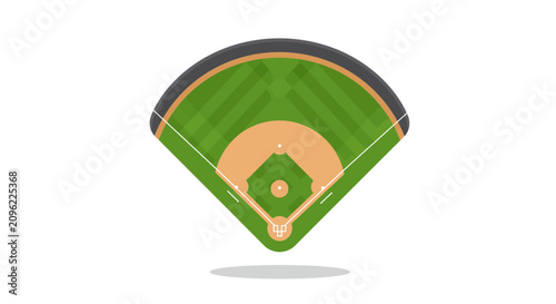 Baseball field aerial view showing infield diamond, batter's box, pitcher's mound, and outfield grass with foul lines