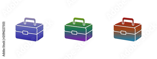 Foto Three colorful toolbox icons with gradient design