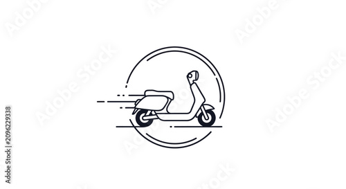 Fotografía A minimalist line art illustration of a small motor scooter moving quickly