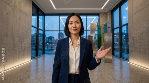 Businesswoman presenting in a modern office space
