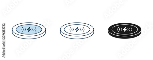 wireless charging plateform icon fill and editable stroke concept modern 