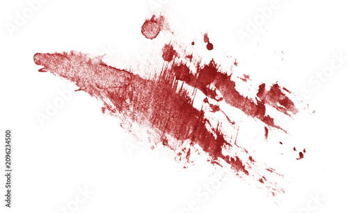 Blood smear splash for horror design, isolated on transparent cutout background