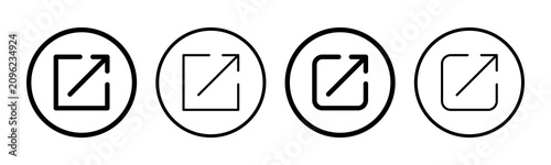 External Link Arrow Icon Collection. Hyperlink, Redirect, Open in New Window and Website Navigation Symbol Vector Illustration Isolated on White Background.