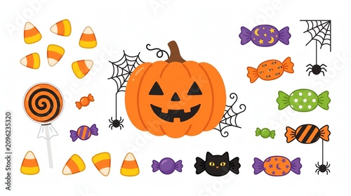set of halloween pumpkins