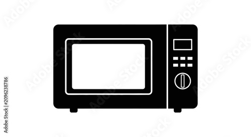 Tableau sur toile Microwave Oven Silhouette On White Background Modern Kitchen Appliance