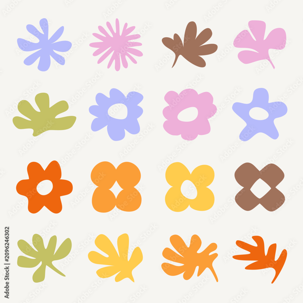 Obraz premium Colorful abstract floral shapes element vector set