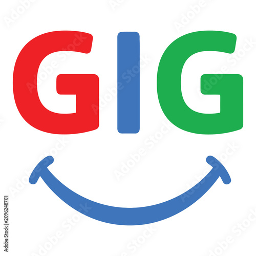 Canvastavla Colorful smiling face with gig text  emoticon expression icon