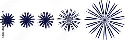 Foto Progressive starbursts a series of expanding geometric shapes in deep indigo