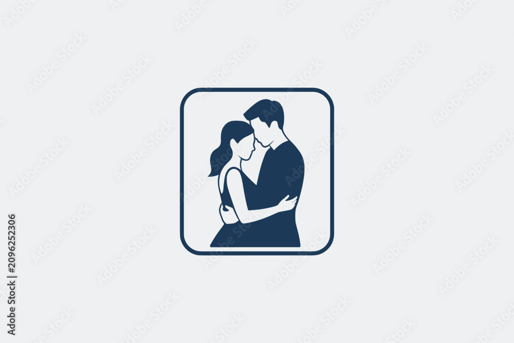 Fototapeta premium Minimalist Couple Hugging Icon Vector