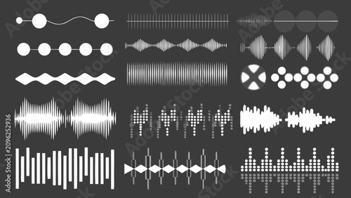 Photos Collection of audio waveform illustrations in varying styles and densities again