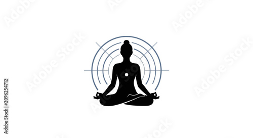 Canvas-taulu A silhouette of a person sitting in a meditative pose with circular energy lines
