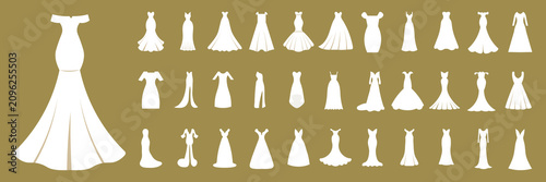 Foto Wedding dresses collection vector different styles