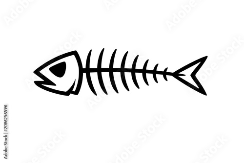 Simple black fish skeleton illustration.