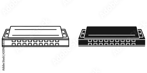 Foto Harmonica outline and silhouette isolated on white background for music and soun