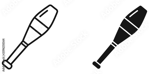 Konstfotografi Juggling club outline and solid silhouette on a white background representing pe