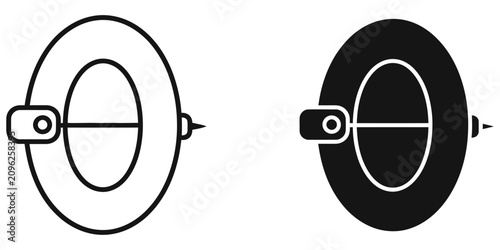 Bild auf Leinwand Oval shaped life preserver icon with handle and rope detail in outline and solid