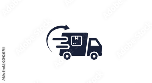 Billede på lærred A simple icon showing a delivery truck moving quickly with a package symbol