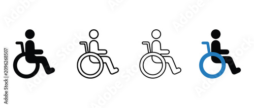 wheelchair icons for accessibility signs  various styles and colors