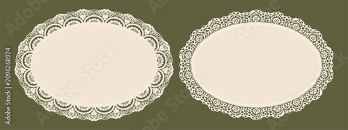 Fotografía Lace scallop frame with oval edge border and decorative wavy brush