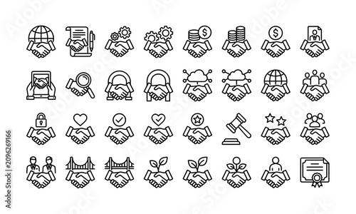 Teamwork Collaboration People Outline Vector Icons Collection