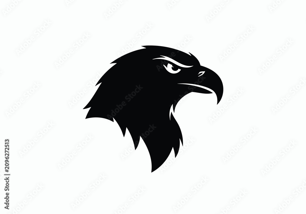Fototapeta premium Black Eagle Head Silhouette Profile.
