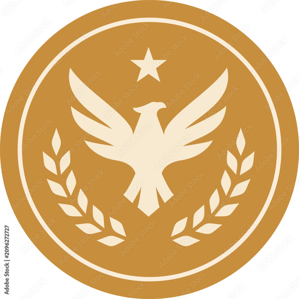 Fotografie Golden Eagle Seal Emblem Logo