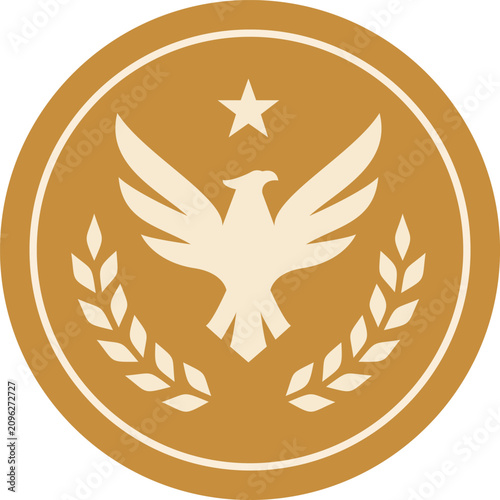 Obraz na plátně Golden Eagle Seal Emblem Logo