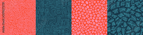Matching hand drawn abstract seamless pattern, doodle background, filler pattern - great for textiles, banners, wallpapers, wrapping - vector design