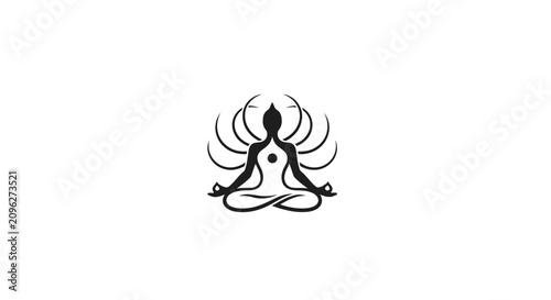 Billede på lærred A minimalist black icon of a person sitting in a meditative pose
