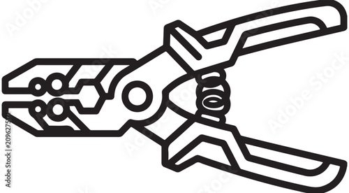 Bild auf Leinwand Wire stripper and crimper tool vector icon in outline style for electrical work