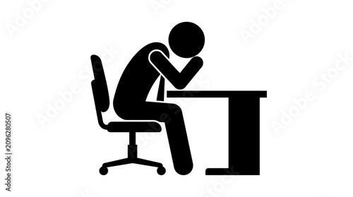Tableau sur toile A person sitting at a desk looking stressed.