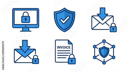 Cyber Security Icons Set Flat Vector Illustrations