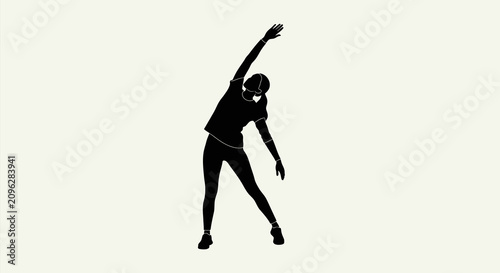 Konstfotografi Woman Stretching Side Bend In Black Silhouette