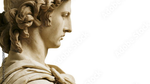 Fotografie Classical marble sculpture of Apollo s profile, isolated on transparent backgrou