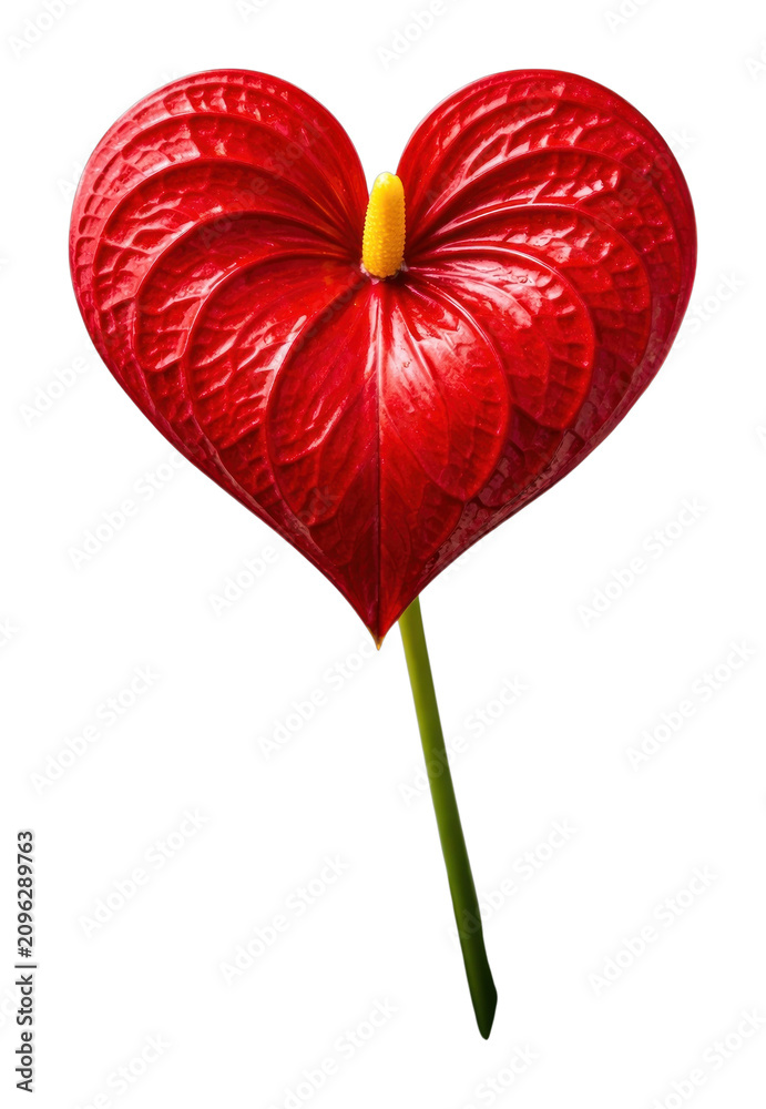 Fototapeta premium PNG Heart-shaped red anthurium bloom.
