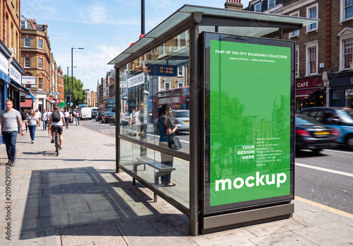 Bus Shelter Billboard Mockup for Street Advertising