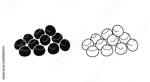 Bild auf Leinwand Pile of pebbles black and white line art silhouette