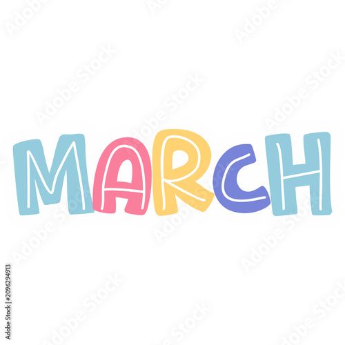 Colorful Month Names Doodle Sticker
