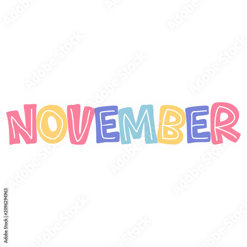 Colorful Month Names Doodle Sticker