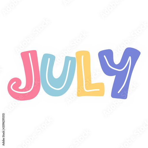 Colorful Month Names Doodle Sticker