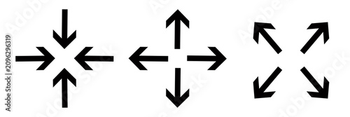 Fotografía Set of vektor illustration maximize and minimize line arrows icon set , vector resizing, expanding arrow line icons on white background
