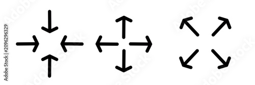 Canvastavla Set of vektor illustration maximize and minimize line arrows icon set , vector resizing, expanding arrow line icons on white background