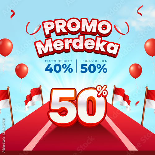 Merdeka sale promo banner social media post